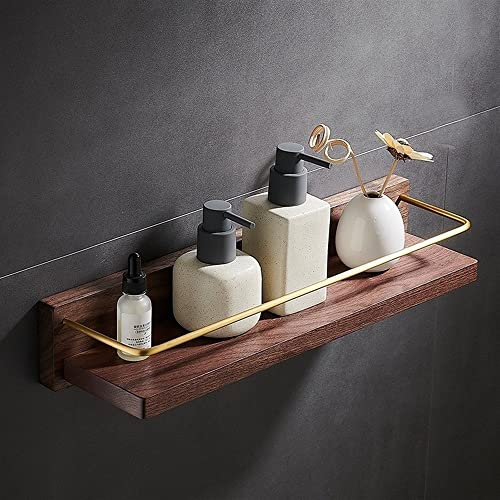 Stilvolles Wandregal für Badezimmer, gebürstetes Gold-Finish, vielseitige Küche und Bad, Eckregal aus Holz für Dusche und Zuhause, 45 cm