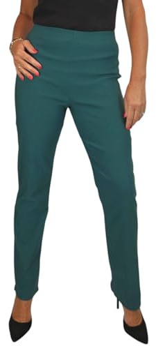 Paulo Due Women's Elasticated Waist Trousers Pull On High Waist Straight Leg Trousers Evening Day Office Work 8-22 | High Waist Straight Leg Ladies Trousers, Evening Day Office Work, Very Stretchy Material UK