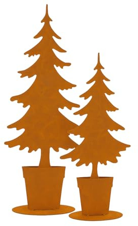 Metall Tannenbaum 2er Set Rostoptik – Weihnachtsdeko