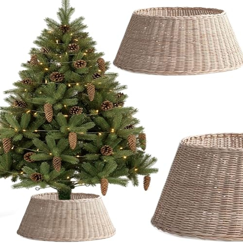 COIL Weihnachtsbaumrock, Weihnachtsbaumdecke, Weihnachtsbaumabdeckung, Weihnachtsbaumständer, Baumrock Weihnachten, oval, rechteckig, Durchmesser ab 56 cm (Beige, Durchmesser 58)