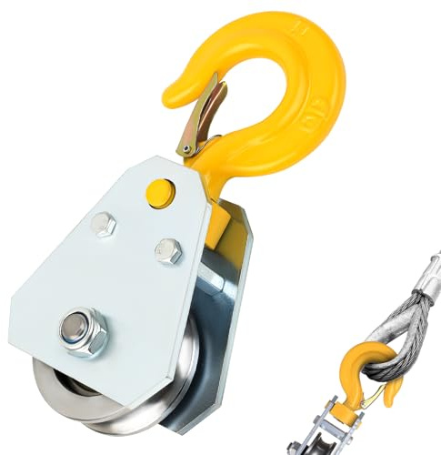 Umlenkrolle Stahlseil, 1 Ton Umlenkrolle mit Kugellager und Haken | Umlenkrollen für 16mm Seile Stahlseil, Umlenkrollen Stahlseile für Seile Seilzug Systeme Forst Industriezubehör