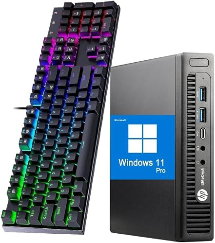 HP EliteDesk 800 G2 Mini PC Desktop Computer, Intel Core i5-6500 3.2GHz, 8GB RAM, 256GB SSD, Bluetooth, USB WiFi, QWERTY Keyboard, Windows 11 Pro (Refurbished)