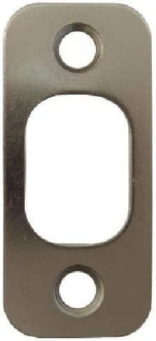 Satin Brushed Nickel Deadbolt Strike Plate Door Backplate 1 x 2 1/4 Round Corner (1-Pack)