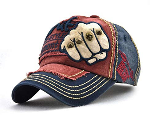 CHENNUO Vintage Basecap Distressed Cap Herren Baumwolle Baseballkappe Outdoor Sport Kappe (Rot)