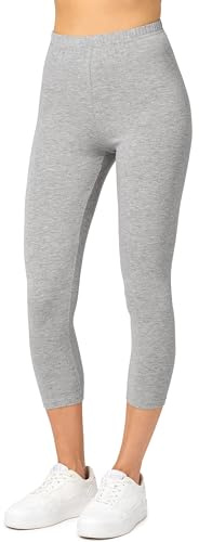Merry Style Damen Leggings 3/4 aus Baumwolle mit Stretch – Leichte Capri Leggings Damen aus atmungsaktiver, elastischer Baumwolle, ideal für Yoga Sport Freizeit Reisen MS10-199 (Melange, L)