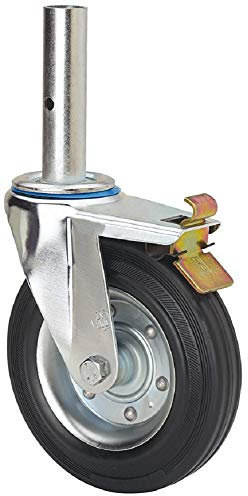 Gerüstrolle 200 mm Zapfen 34 x 135 Gummibereifung Feststeller Lenkrolle