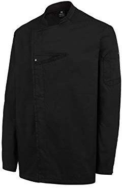 Chaquetilla Cocinero Hombre de Manga Larga con Corchetes. Ropa Cocina/Hostelería. Color Negro. Talla XL. Ref: 4122