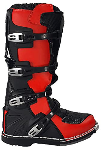 Stivali per moto da cross enduro fuoristrada quad (40 EU, Rosso)
