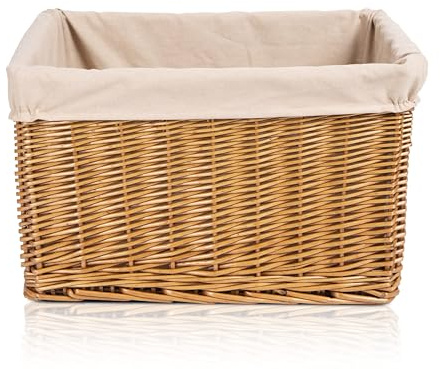 green leaves Large Brown Wicker Home Storage Basket with Liner for Shelves