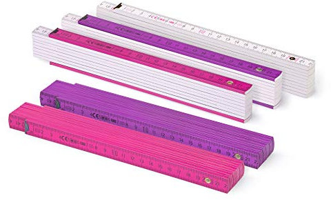 Metrie™ BL52 Zollstock/Zollstöcke | Gliedermaßstab | Maßstab - 2m - duplex (5x Block52-5x Pink/Violett/Weiß)