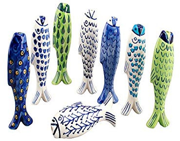 The Home Fusion Company Fish Nautical Light Pull Handle Ceramic Cord Pull for Bathroom Lighting Blinds Curtains Ceilings Fans