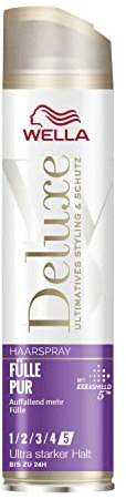 Wella Deluxe Fülle Pur Haarspray – Volumen Spray für sichtbar mehr Fülle – mit 5-Fach Keratin-Schutzkomplex und UV-Schutz – 250 ml