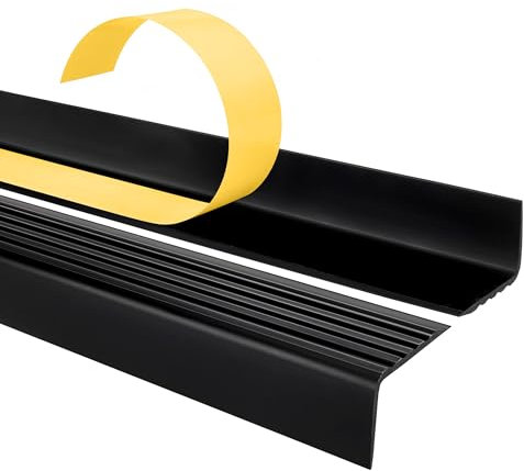 Quest Treppenkantenprofil Selbstklebend 40x25mm – Antirutsch Treppenkantenschutz aus Kunststoff PVC – Schwarz, 180cm