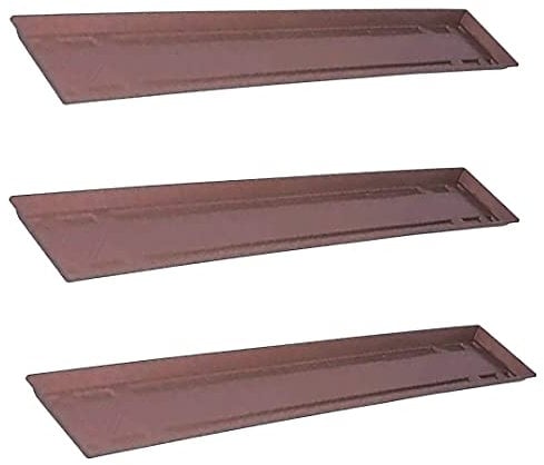 BricoLoco Lote 3 uds. Bandeja Jardinera 100 cm Grande plástico Stewart Garden con Base Drenaje y retención de Agua. Color Elegante Pierra Moteada