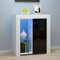 Panana Sideboard Modern Cabinet Matt Body and High Gloss Doors Sideboard 16colors LED Lighted LxWxH 29.53x15.78x32.68inch (Black+White)
