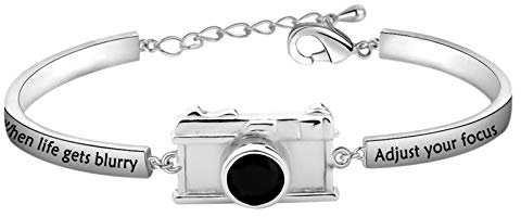 MYSOMY Photographer Bracelet When Life Get Blurry Adjust Your Focus Bracelet Photography Jewelry Gifts for Photographers Photography Lovers (White Gold)
