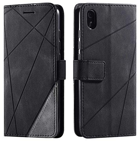 SONWO Coque pour Xiaomi Redmi 7A, Etui en Cuir PU Portefeuille Housse Fermeture Magnétique und Flip pour Xiaomi Redmi 7A, avec Fermeture Magnétique, Noir