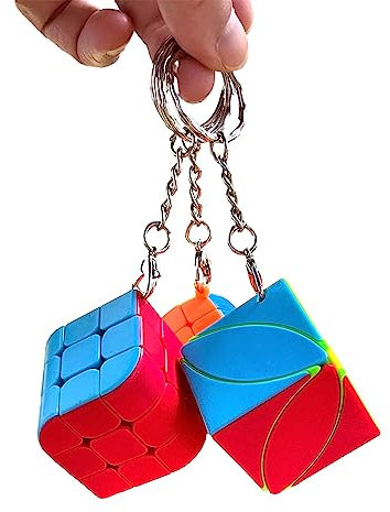 Yealvin Zauberwürfel Schlüsselanhänger Set 3 Stück Speed Cube Set Skew Ivy Cube 3x3 Kleine Steamed Brötchen Zauberwürfel und 3x3 Zauberwürfel Firmengeschenke Kindergeburtstag