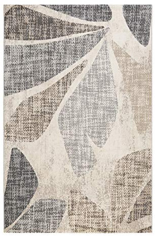 Esprit Home, In & Outdoor Kurzflor Teppich - Läufer für Terrasse, Balkon, Küche, Wohnzimmer, Leaf (120 x 170 cm, beige grau Taupe)