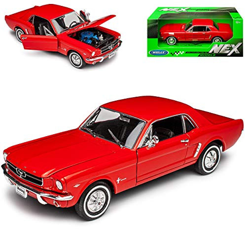 Welly Ford Mustang I Rot Coupe 1/2 1964-1966 1/24 Modell Auto mit individiuellem Wunschkennzeichen