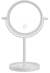 BARGAIN4ALL Makeup Mirror and Dressing Table Mirror with Light – 2-in-1 – with 14 LED Lights – Free Standing Vanity Mirror (White)