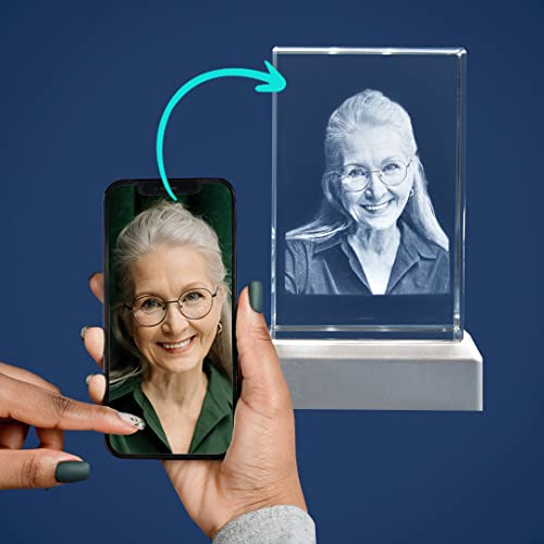 LOOXIS 3D Glasfoto - Ihr Foto in 3D in Glas gelasert - Fotogeschenk (mit Standard Leuchtsockel, M Hochformat)