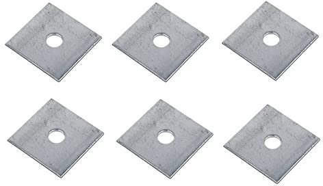 TERF® Robuste Unterlegscheiben M12 (12 mm) x 40 mm x 3 mm, verzinkter Stahl, quadratisch, 12 mm ID (Loch) x 40 mm Außendurchmesser x 3 mm Dicke, quadratische Unterlegscheiben – 6 Stück