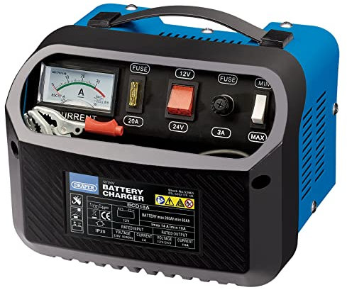 Draper 52965 12/24V Battery Charger, 10-14A, Blue and Black