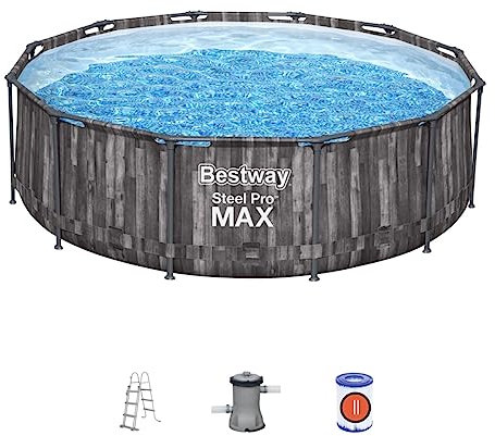 Bestway, Steel Pro Pool Max Swimming Pool, Above Ground Swimming Pool, Metal Frame Pool, 12ft