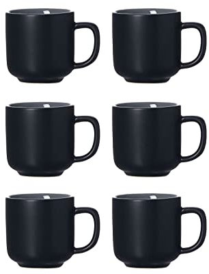 Ritzenhoff & Breker Espressotassen Jasper, 6er Set, Schwarz, 100 ml, Mokkatassen aus Steinzeug, Soft-Touch-Haptik & Mattglasur