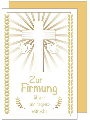 Edition Seidel Premium Glückwunschkarte zur Firmung mit Umschlag. Firmungskarte Karte Grusskarte Kreuz gold Junge Mädchen Karte (FI121 SW022)