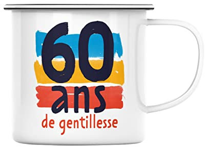 Fabulous Mug en Métal Emaillé Texte + Age Personnalisable Style Peinture Typographie Cadeau Anniversaire