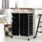 COSTWAY 15 Drawers Storage Trolley, Home Office Stationary Rolling Cart with 4 Wheels, Multipurpose Mobile Organiser Shelving Unit for Makeup Beauty Salon (Black)