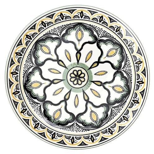 Lot de 6 Assiettes Plates Mandala 26cm Vert
