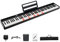 GYMAX 88 Keys Digital Piano, Portable Electronic Keyboard with Bluetooth, MP3/USB/MIDI, Semi-Weighted keys, Sustain Pedal, Charger & Carrying Bag, Full-size Keyboard Piano for Beginners Adults