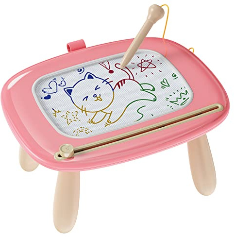 Kikapabi Magnetic Drawing Board Toys Gifts for Toddlers, Durable Colorful Doodle Board, Educational Early Learning Toy for 1-3 Year Old Girls Boys, Birthday Gift (Pink)