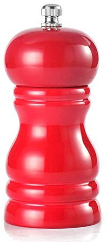 Juego de salero y pimentero de madera maciza con grosor ajustable, color rojo