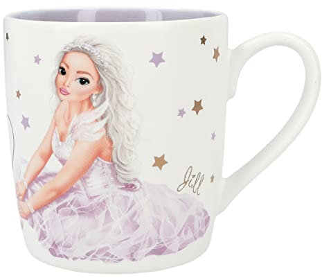 Depesche 12372 TOPModel Ballet - Tasse in mattem Weiß mit Model-Motiv, Aufschrift und Sternen, Trinkbecher mit Henkel aus Porzellan, Füllmenge: ca. 250 ml