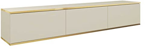 Mirjan24 TV Lowboard Orenate 175, Griffloses Öffnungssystem, 3 Klappe/Tür, TV Board Sideboard, Unterschrank, Fernsehschrank, TV Tisch, Fernsehtisch (Beige/Beige + Gold)