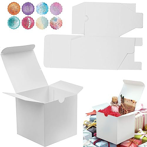 AVIGIS 50 pezzi 10x10x10cm scatole per cupcake bianche, mini scatole bianche per cupcake, scatole regalo di carta kraft,scatole vuote, scatole di carta quadrate, scatole da imballaggio (Bianco)