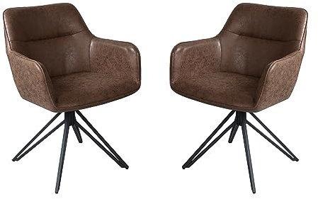 SAM 2er Set Drehstuhl Pitt, 180 Grad drehbar, Stoffbezug Wildleder-Optik, Esszimmerstuhl/Armlehnstuhl mit Metallgestell schwarz