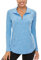 Akiooue Long Sleeve Sports Tops for Women UK, Womens Zip Up Tops Ladies Golf Tops Workout Tops Women Ladies Running Tops Exercise Yoga Tops Blue
