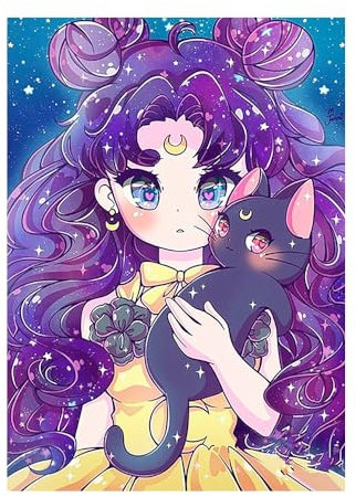 DCIDBEI Pintura de Diamantes Anime Gato 30x40cm Cuadros de Diamantes de Gatos Manualidades Punto Diamante Niñas y Gato Punto Cruz Diamante Niñas y Gatos Cuadro Punto Diamante Chica Anime