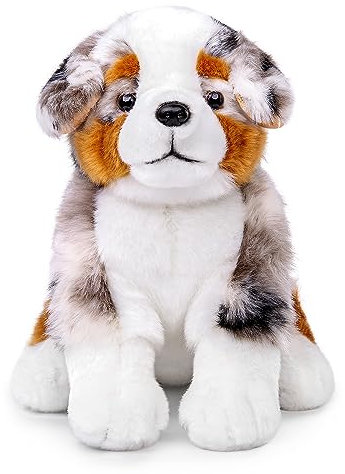 Lilizzhoumax Australischer Schäferhund Plüschtier 36cm/14 Simuliertes Tier Kuscheltier Kawaii Hund Realistische Plüsch Spielzeug für Wilde Tiere, Geschenk für Freunde Kinder