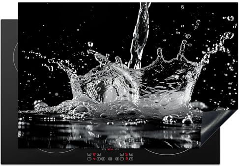 KitchenYeah© Induction Hob Cover Protector Mat 20.5x30.7 / 78x52 cm Kitchen Universal Ceramic Covers for Electric Cookers Vinyl Water - Splash - Black