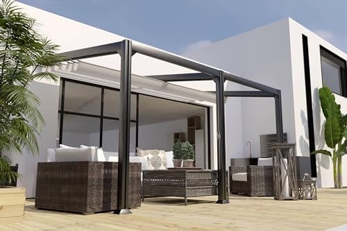 COULEURS DU MONDE - Pergola Barbade adossée en Aluminium 3x6m - Structure Seule