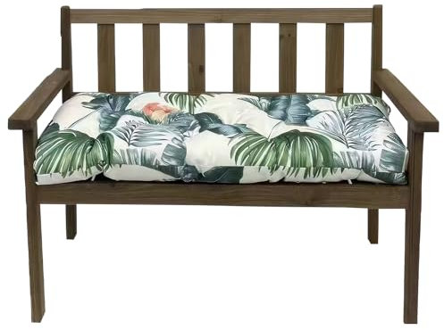 LiveGo Garden Bench Cushion 2/3/4 Seater Soft Outdoor Waterproof Patio Lounger Bench Swing Hammock Pad with Backrest (130 * 50 * 8cm, Floral Print)