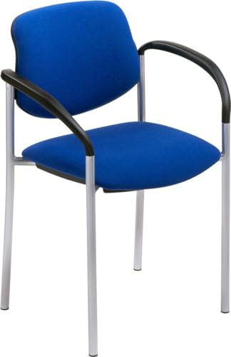 Besucherstuhl STYL. mit Armlehnen. Stoff blau. Gestell alusilbern. stapelbar bis zu 6 Stück