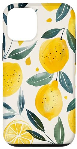 Hülle für iPhone 12/12 Pro Obstmuster Kunst Zitrone Vintage Aquarell