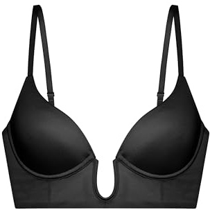 Dorina Deep Plunge Bra, leicht gepolsterter, nahtlos Gemoldeter Damen-BH, Sublime Sculpt, Beige Schwarz